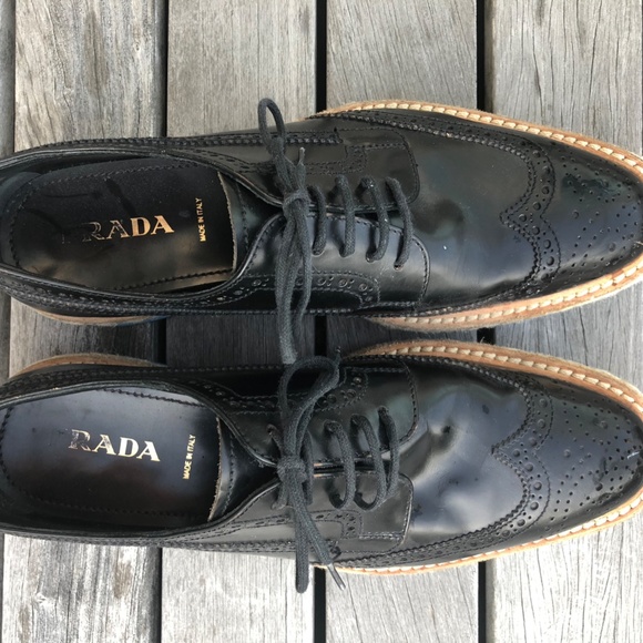 Prada espadrille Oxford brogue flatform shoes - Picture 3 of 4